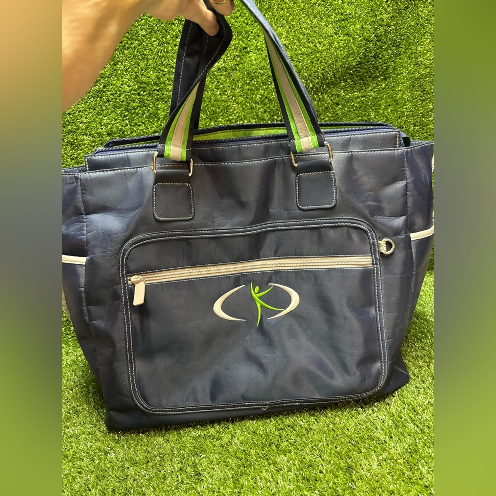 Navy Blue “DANSKIN” Tote Bag with Green Accents